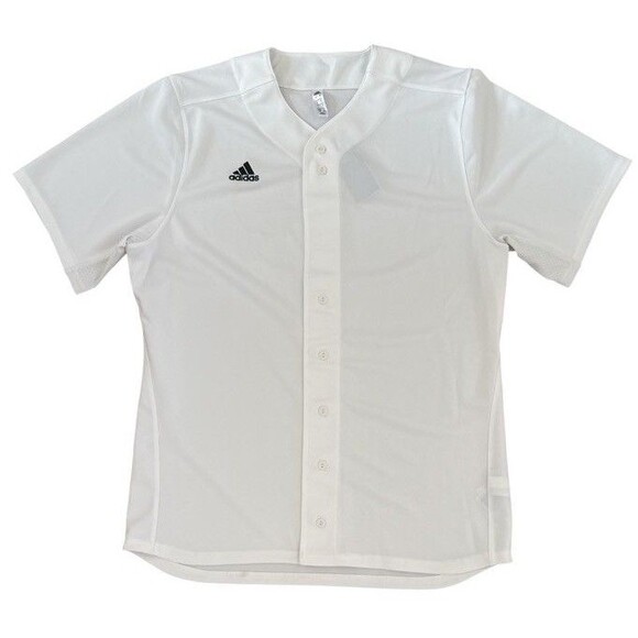 NWT Adidas Baseball Jersey Full Button Lightweight Athletic White Mens SZ Large - Picture 1 of 11